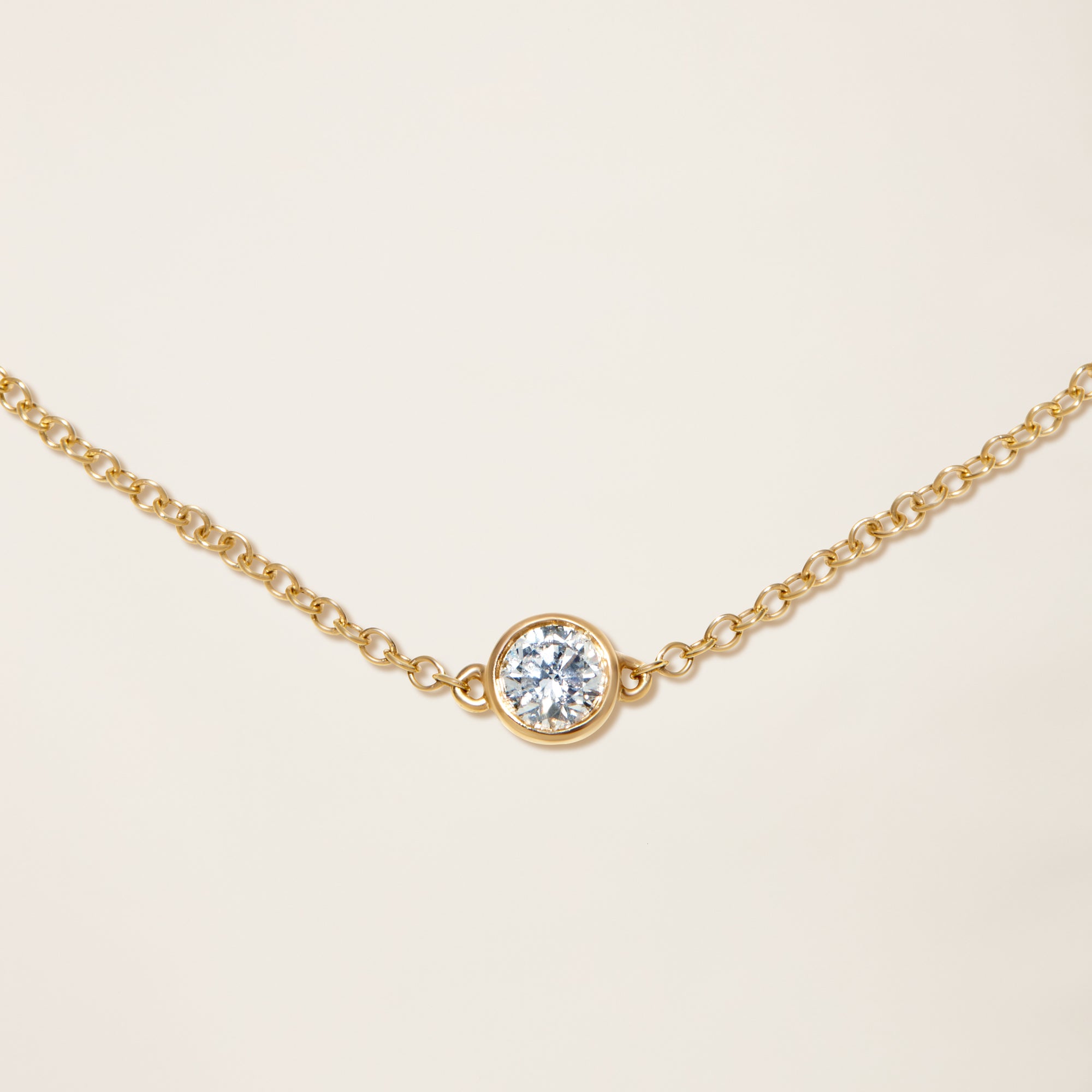Womens | 14K Solid Yellow Gold | Solitaire Bezel Bracelet | 0.15 CTW Diamonds