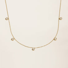 Womens | 14K Solid Yellow Gold | Five-Stone Bezel Necklace | 0.325 CTW Diamonds