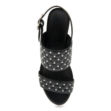 Camera Crystal Sandal Platform | Black Quilted Leather