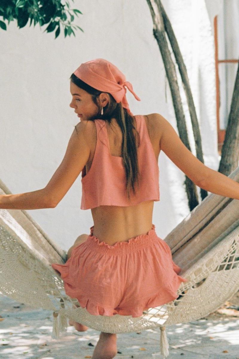 Square Neck Crop Top | Coral