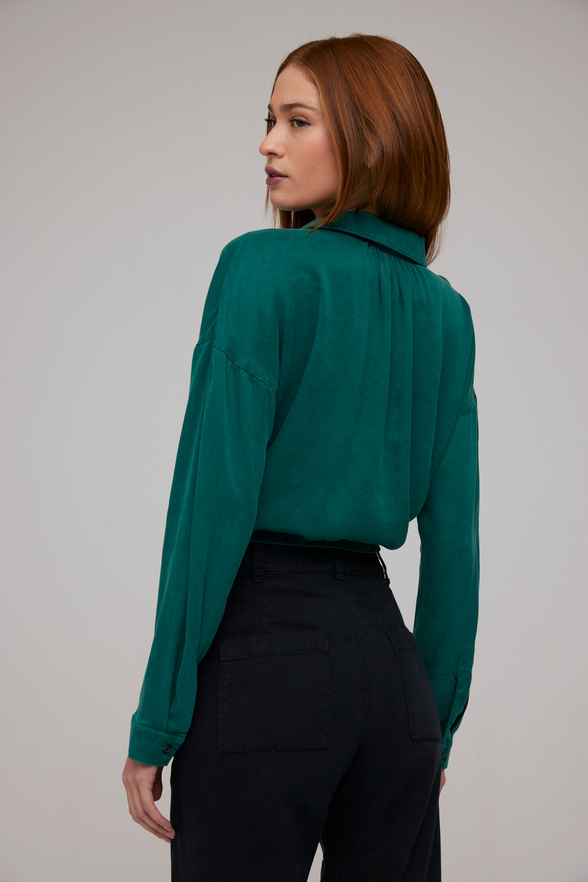 Collar V-Neck Pullover - Emerald Pine