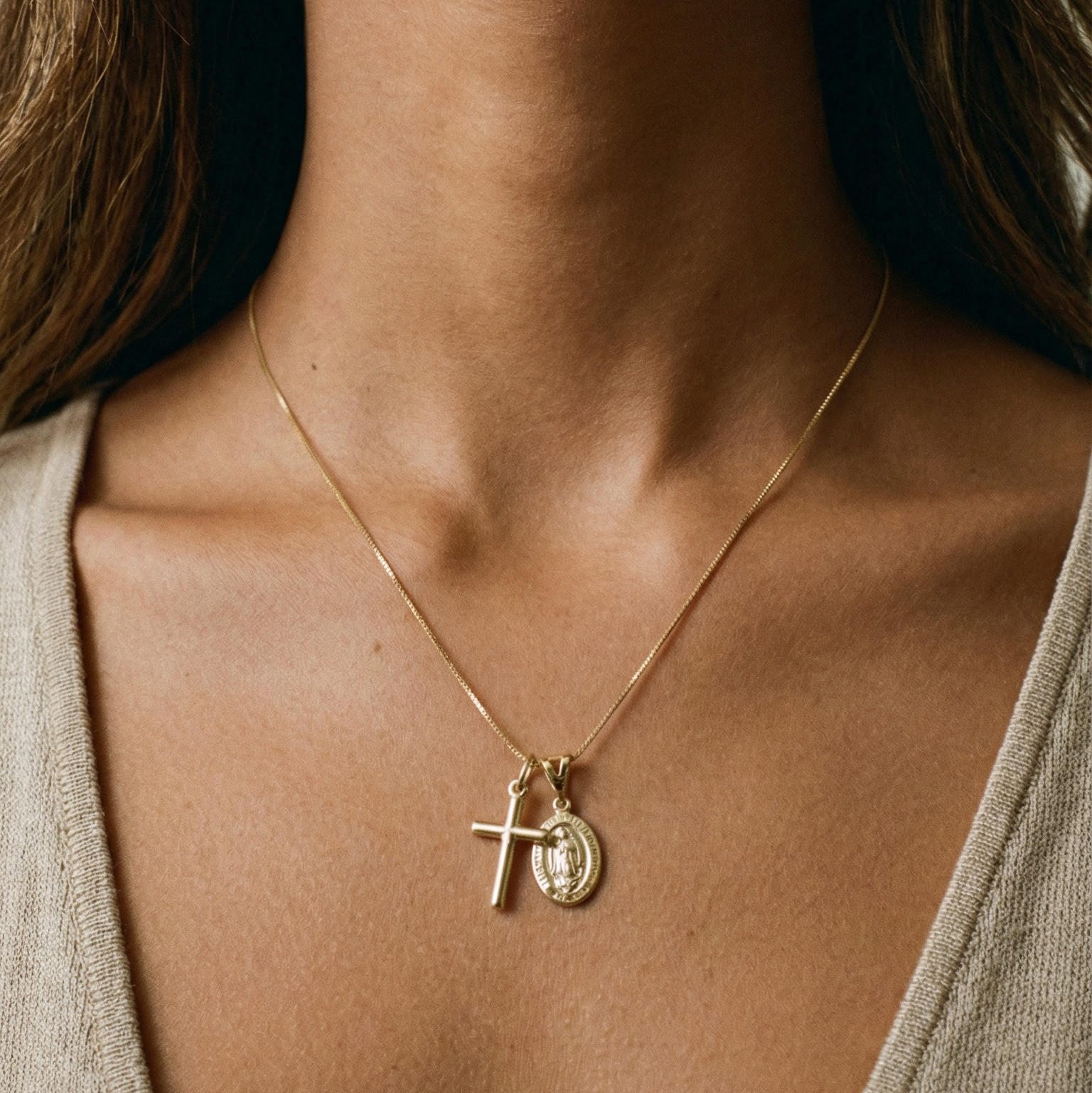 The Guadalupe Cross Necklace | Gold Vermeil