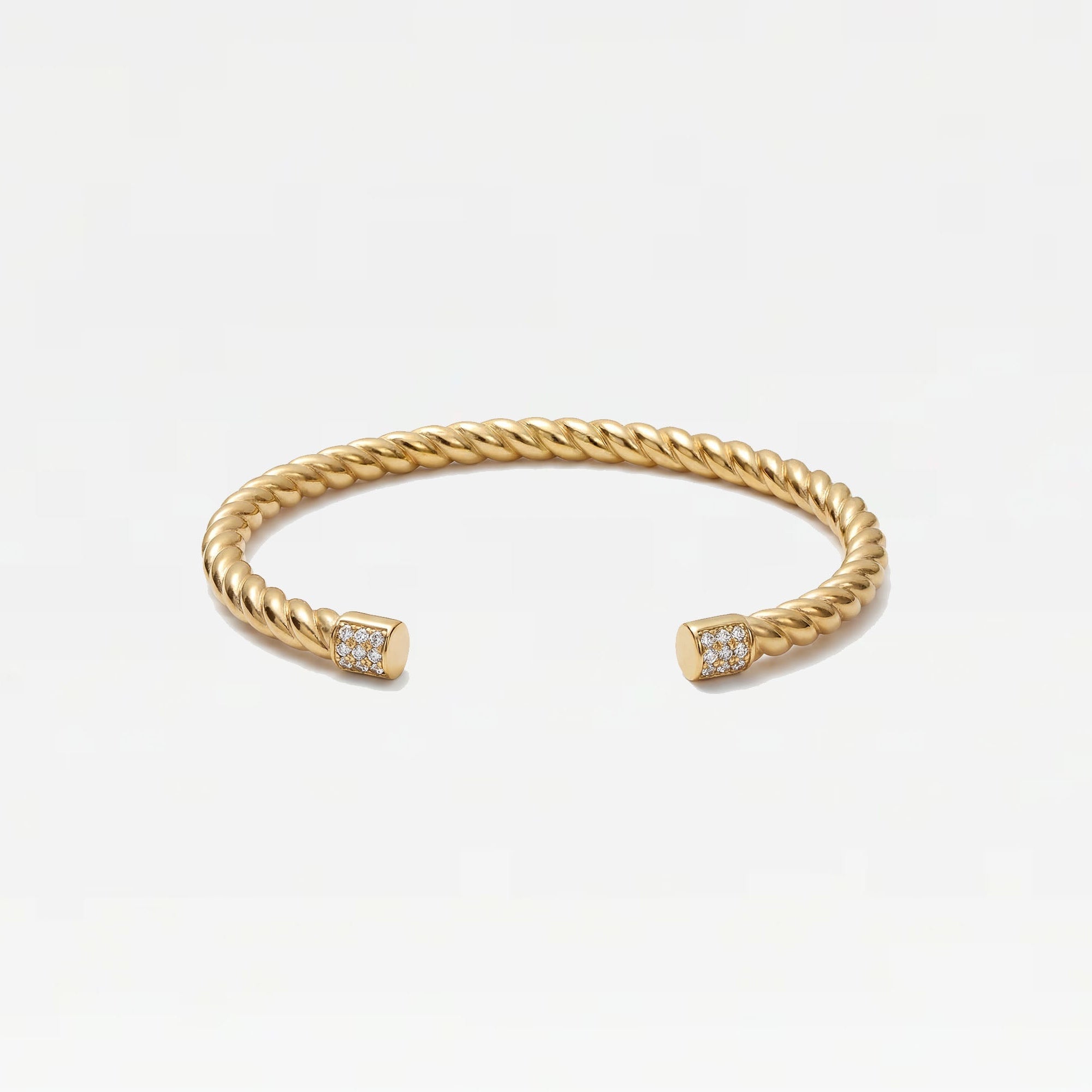 The Iced Out Rope Bangle | 18Kt Gold Vermeil