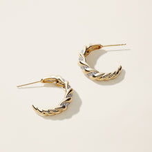 Womens | 14K Solid Yellow Gold | Croissant Hoop Earrings | 0.20 CTW Diamonds