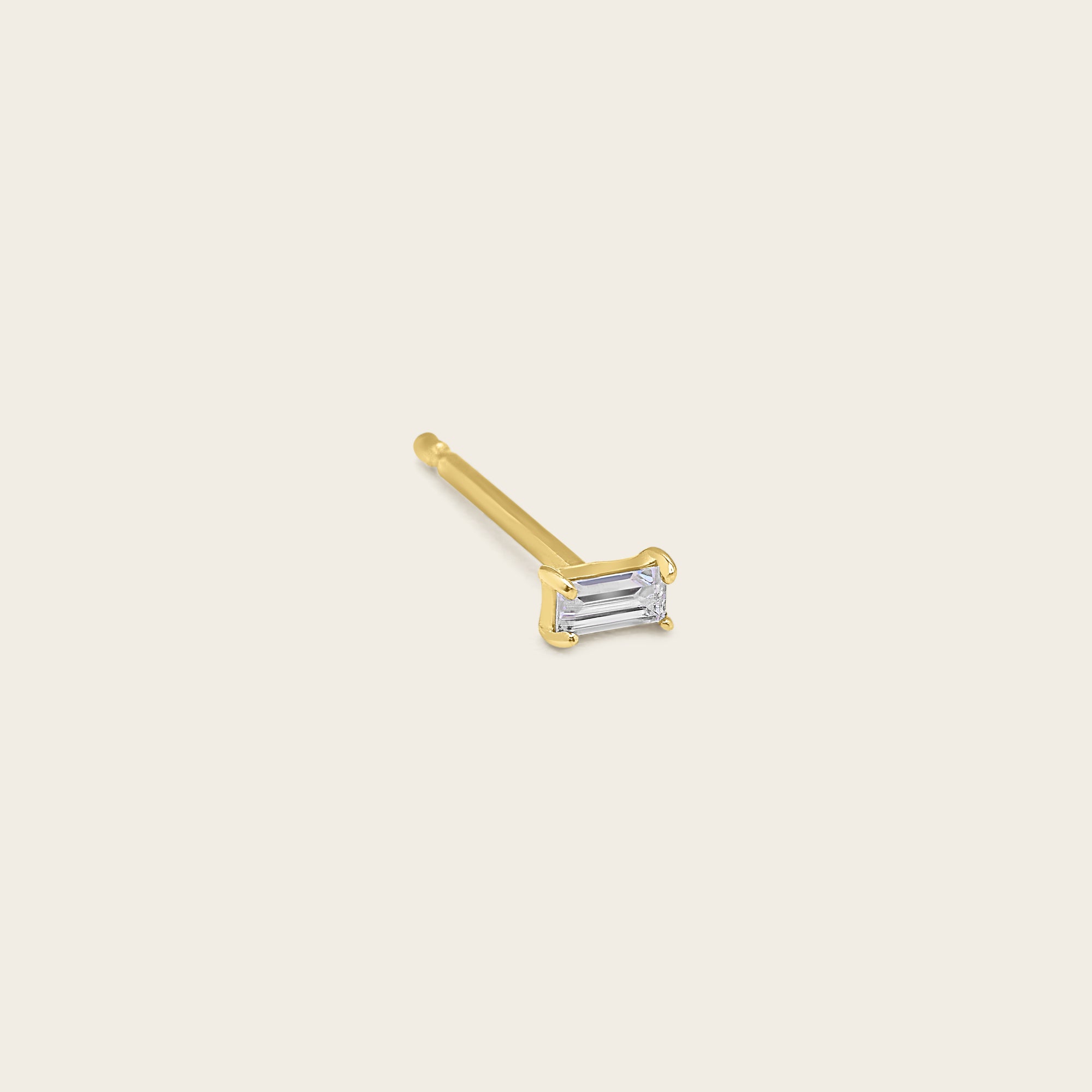 Womens | 14K Solid Yellow Gold | Mini Baguette Studs | 0.10 CTW Diamonds