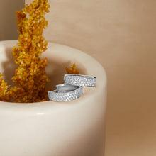 Womens | 14K Solid White Gold | Micro Pave Huggie Earrings | 0.50 CTW Diamonds