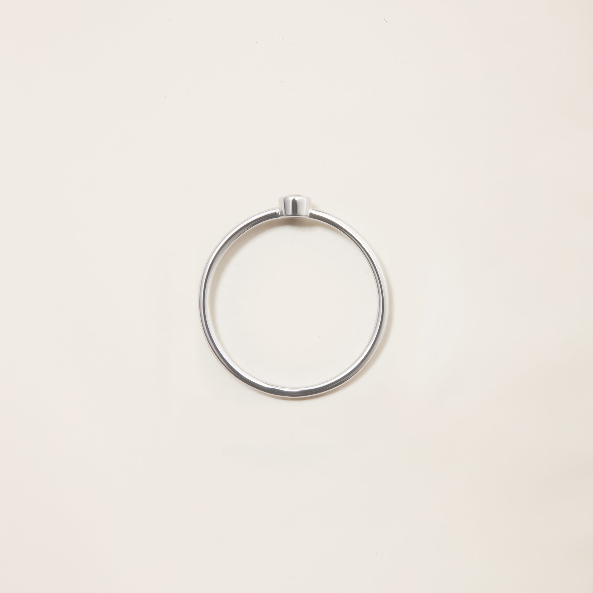 Womens | 14K Solid White Gold | Solitaire Bezel Ring | 0.065 CTW Diamonds
