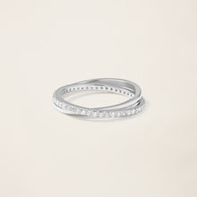 Womens | 14K Solid White Gold | Interlocking Ring | 0.338 CTW Diamonds