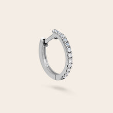 Womens | 14K Solid White Gold | Half Pave Huggie Earrings | 0.20 CTW Diamonds