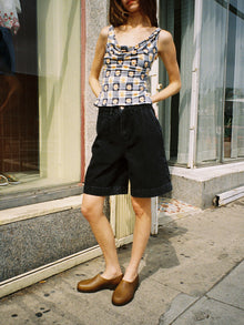 Jean Top | Navy Daisy Gingham