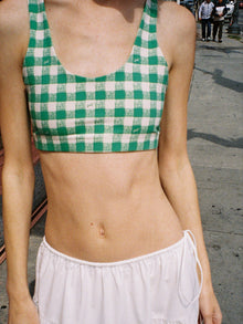 Organic Stretch Sports Bra | Basil Gingham