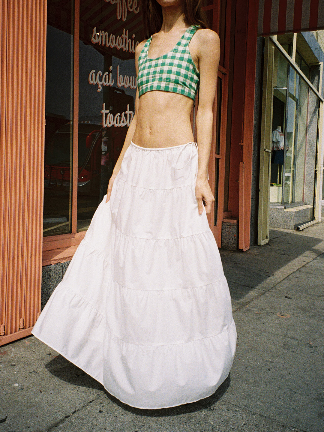 Organic Stretch Sports Bra | Basil Gingham