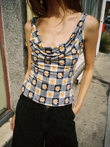 Jean Top | Navy Daisy Gingham