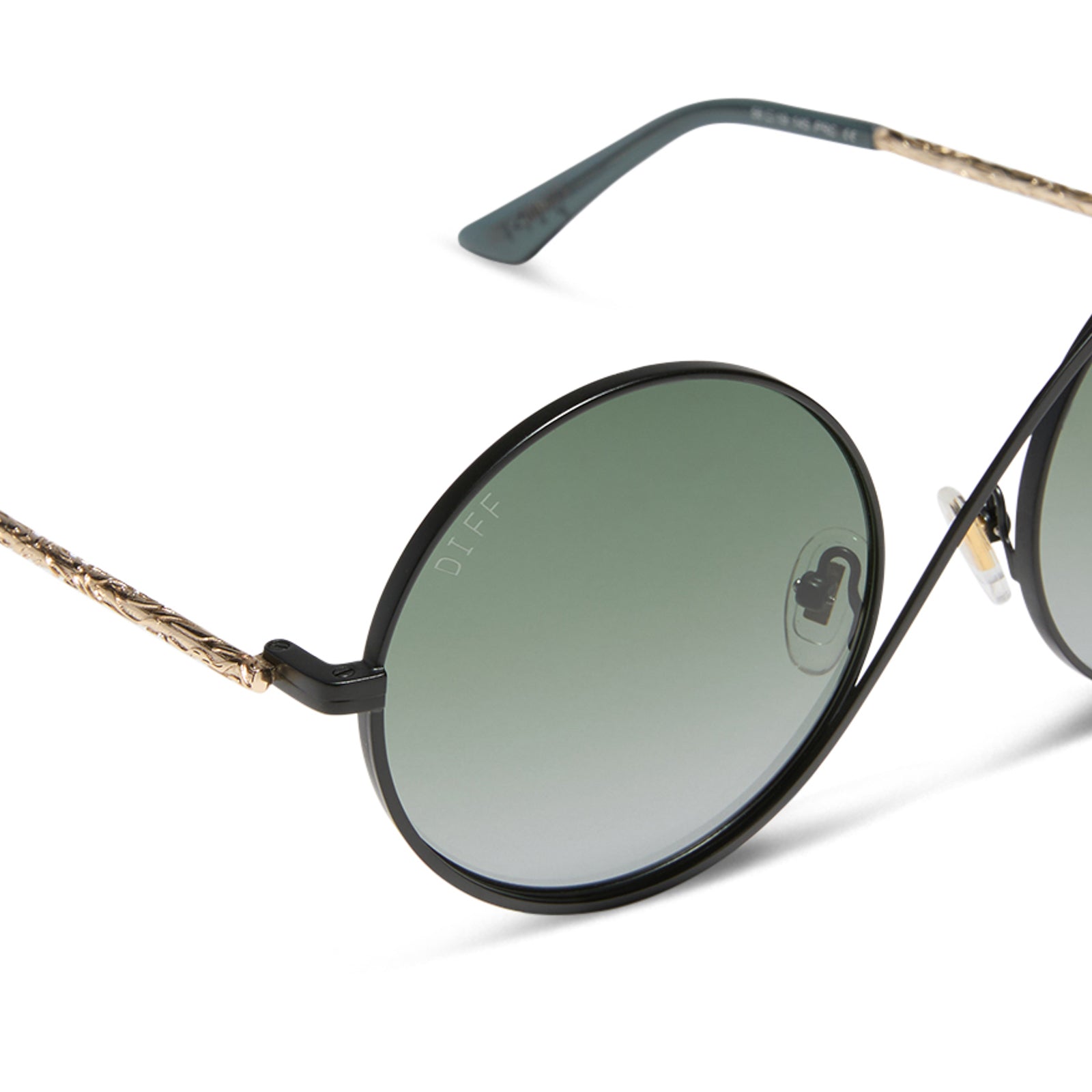 Womens | Elphaba Wire Frames Sunglasses | Classic Black Wire | Emerald Tint Gradient Lenses