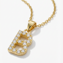 The Pave Single Block Initial Necklace | Gold Vermeil