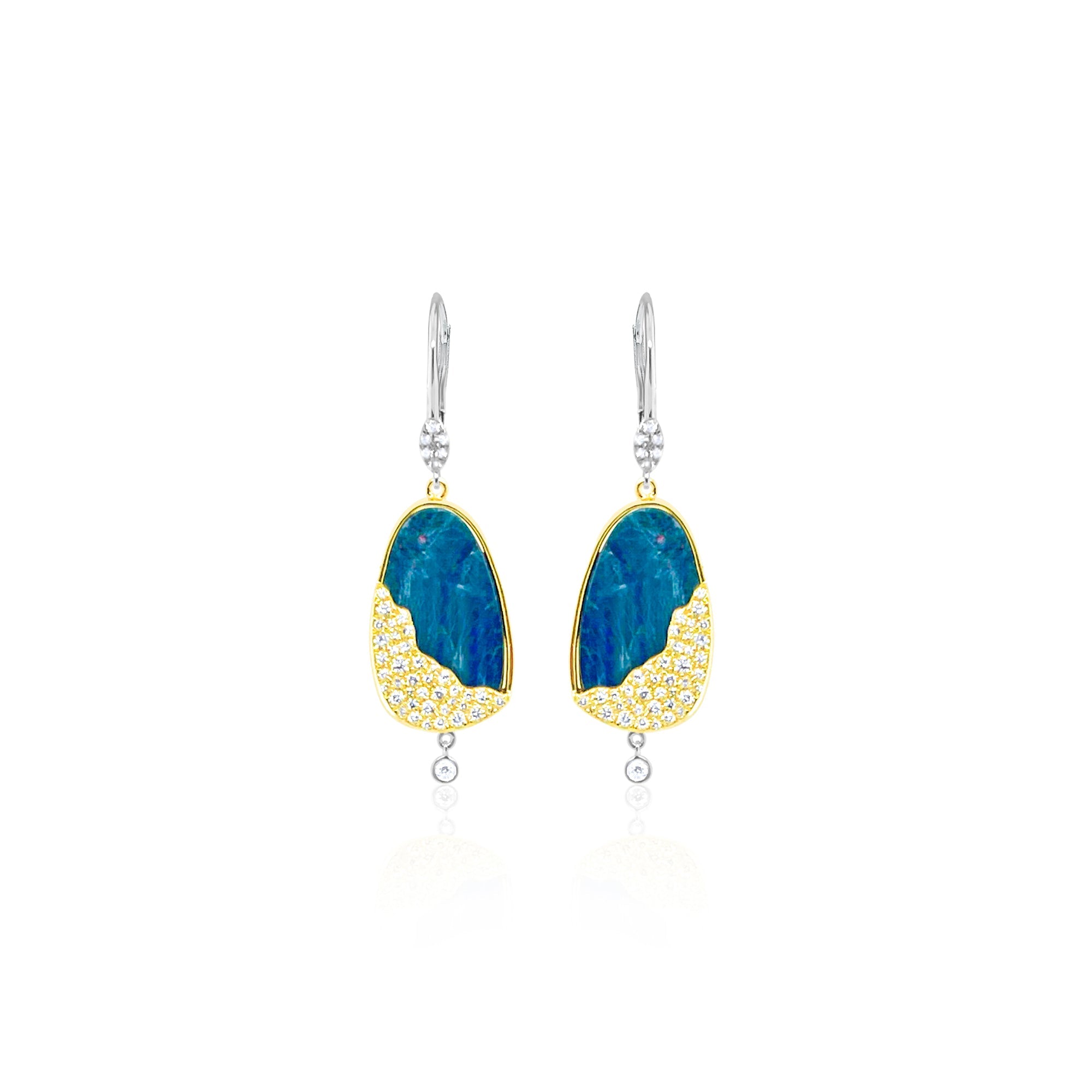 Two Tone Gold And Silver Opal Diamond Earring | Two Tone