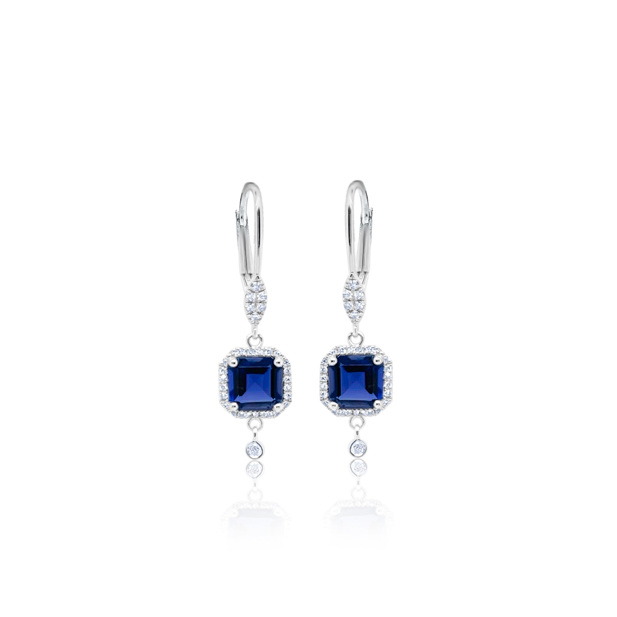 White Gold Diamond And Iolite Earrings | White Gold