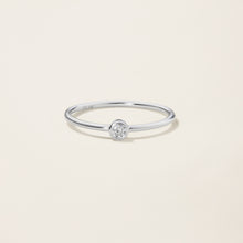 Womens | 14K Solid White Gold | Solitaire Bezel Ring | 0.065 CTW Diamonds