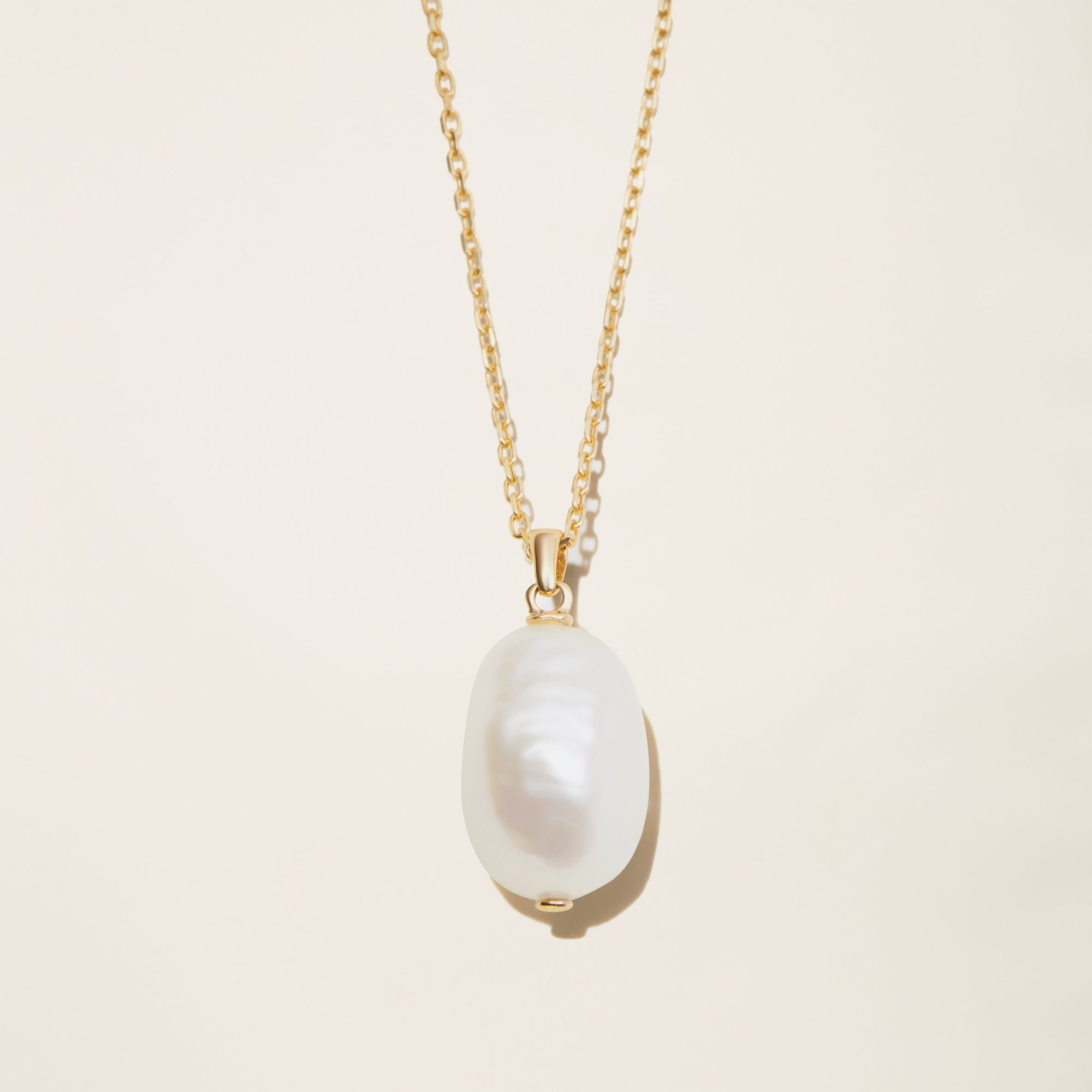 Womens | 14K Solid Yellow Gold | Baroque Cultured Pearl Drop Chain | Freshwater Pearls