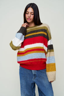 Womens | Hawley Oversized Stripe Wool Jumper | Olive