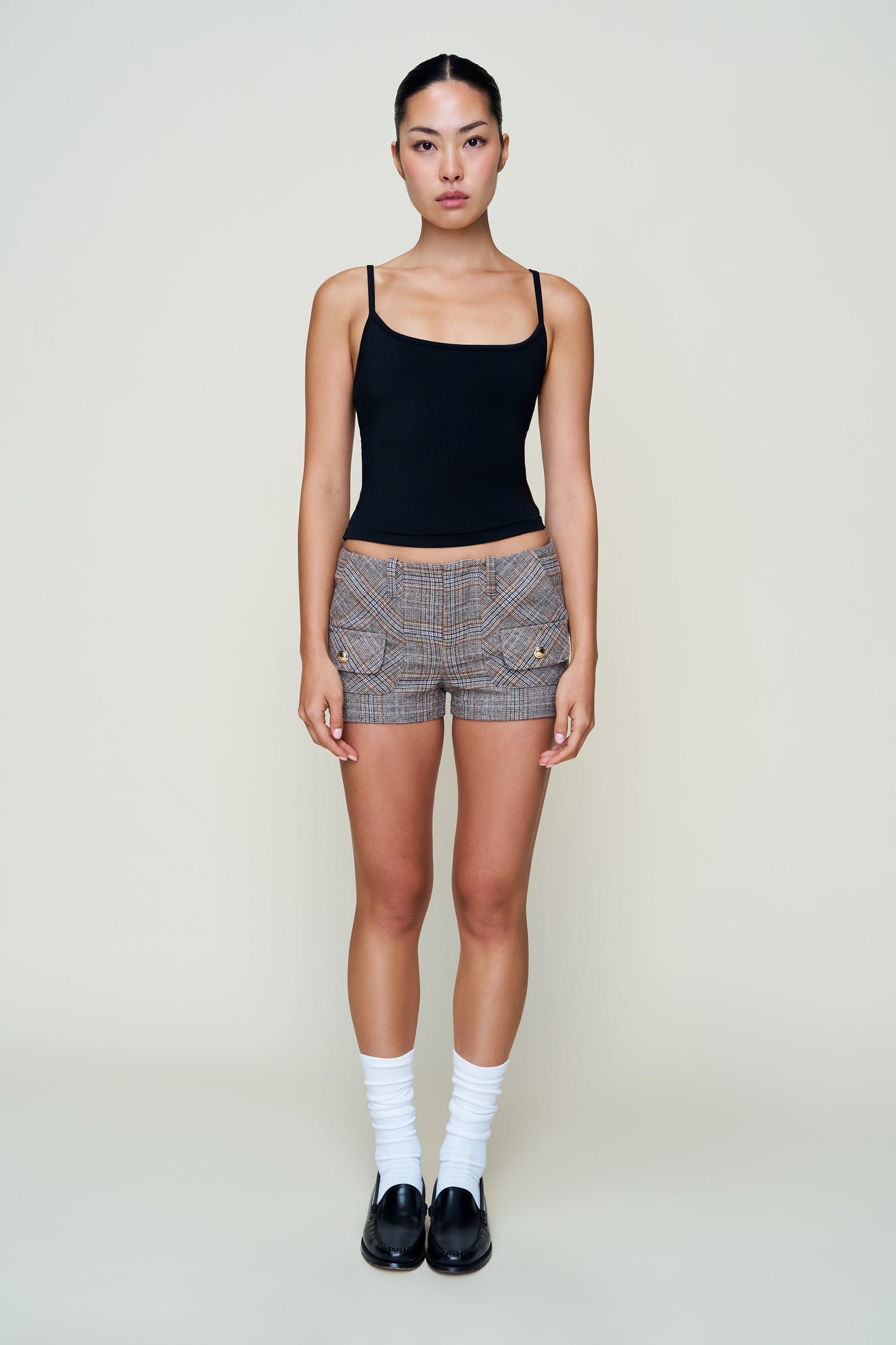 Womens | Penelope Patch Pocket Tartan Short | Green Tartan