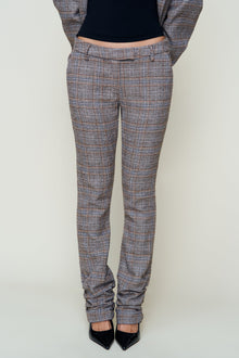 Womens | Cora Ruched Hem Tartan Pant | Green Tartan