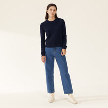 Womens | Mila Cashmere Boxy Crop Sweater | Navy