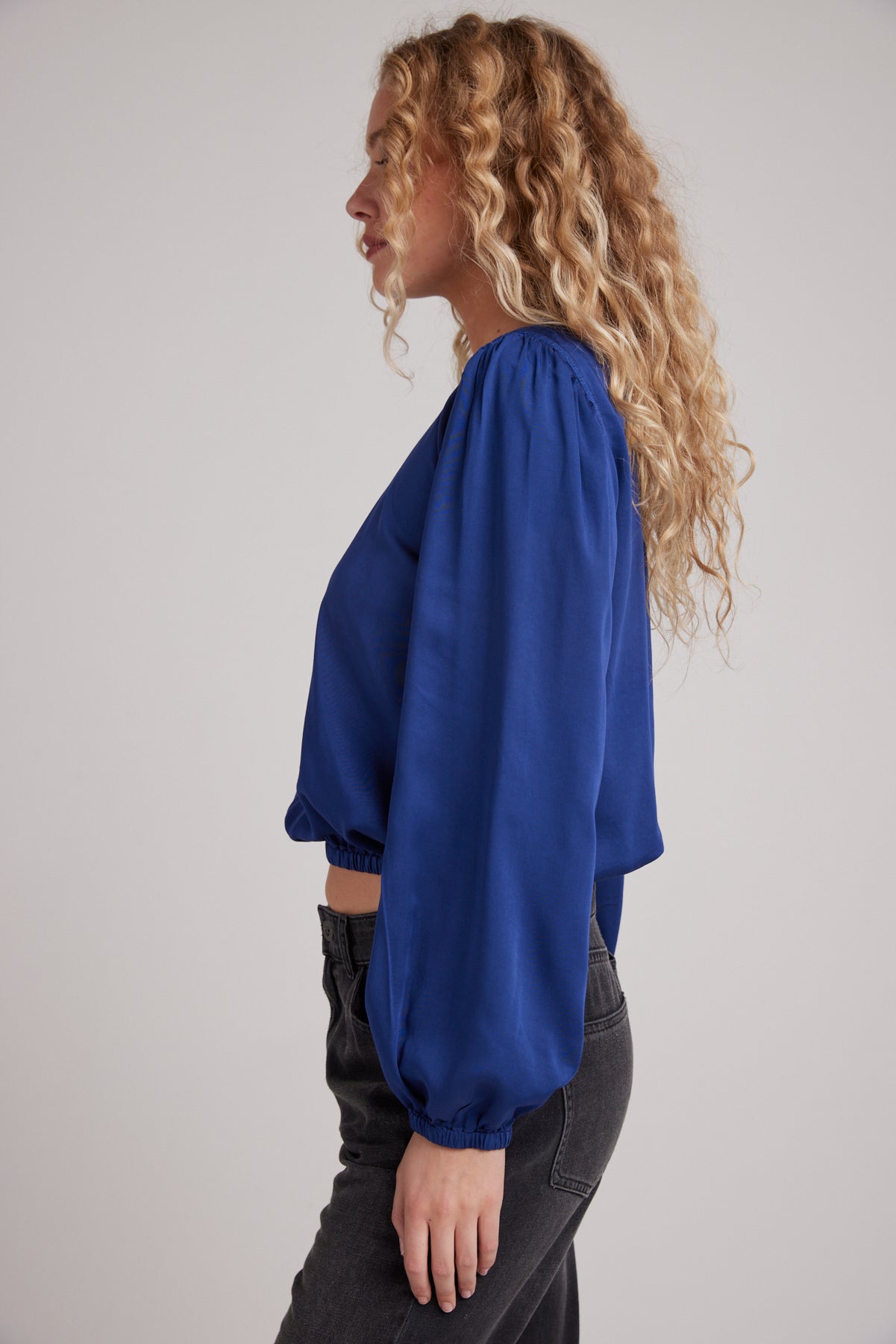 Elastic Shirred Top - Midnight Cobalt