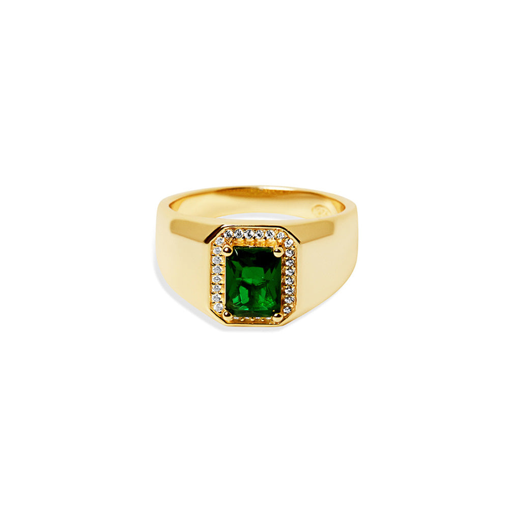 The Emerald Pave' Signet Ring | 18KT Gold Vermeil