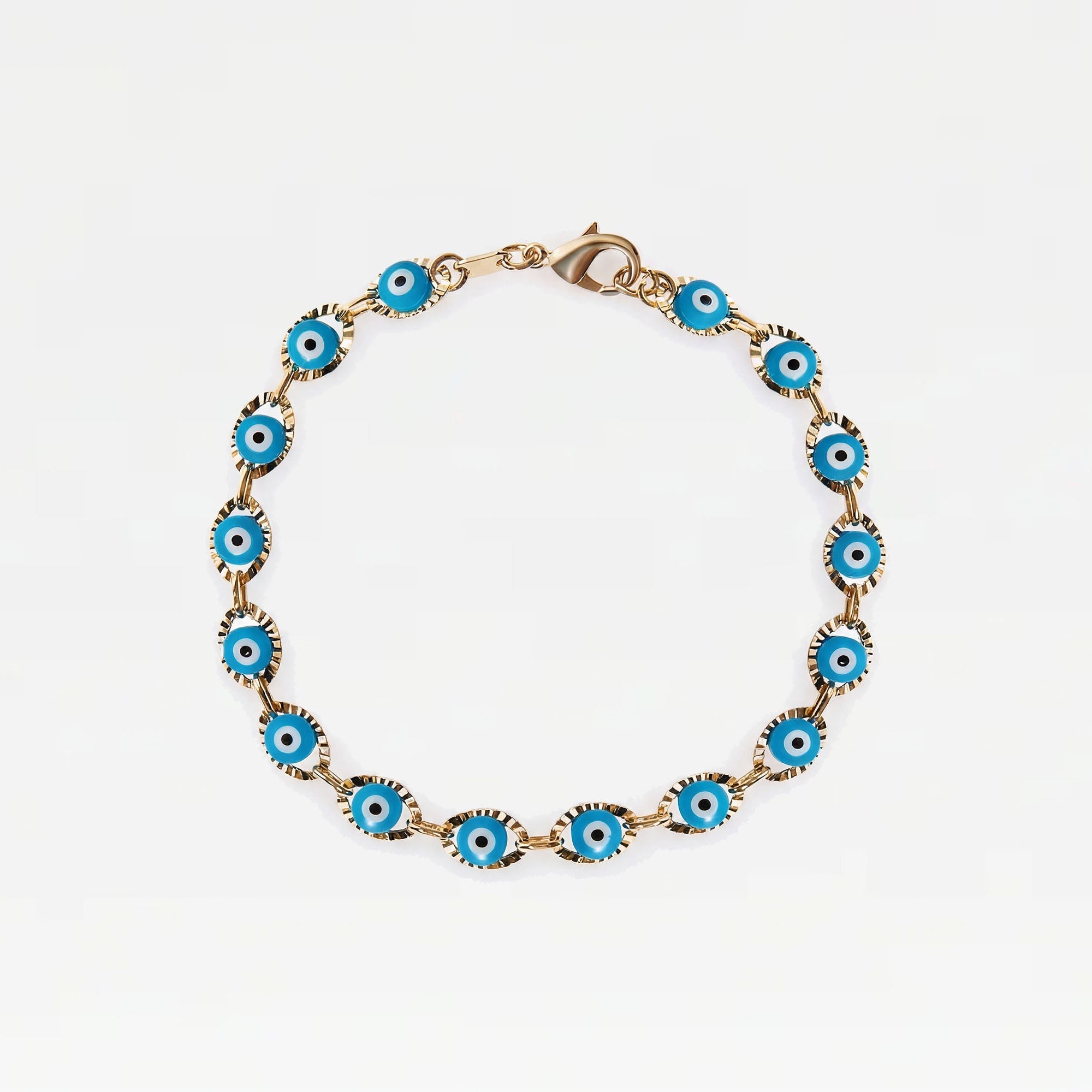 The Light Blue Evil Eye Bracelet | 18Kt Gold Plated Brass