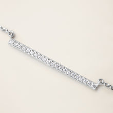 Womens | 14K Solid White Gold | Pave Bar Necklace | 0.19 CTW Diamonds
