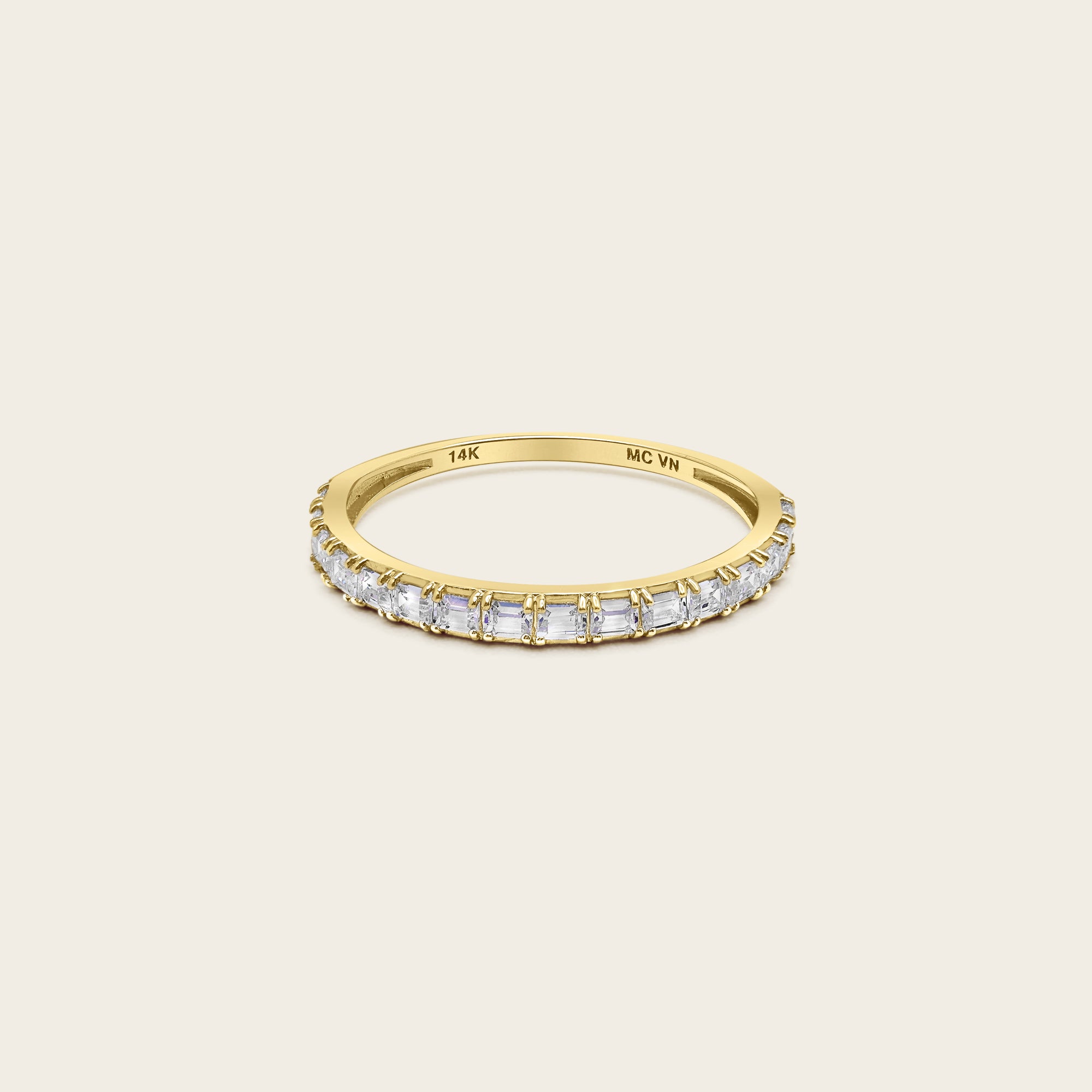 Womens | 14K Solid Yellow Gold | Baguette Half Eternity Band | 0.5 CTW Diamonds