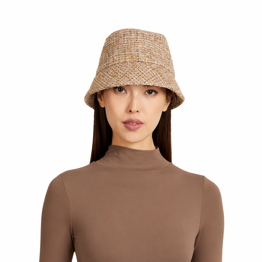 Yuki Tweed Bucket Hat | Camel/Gold