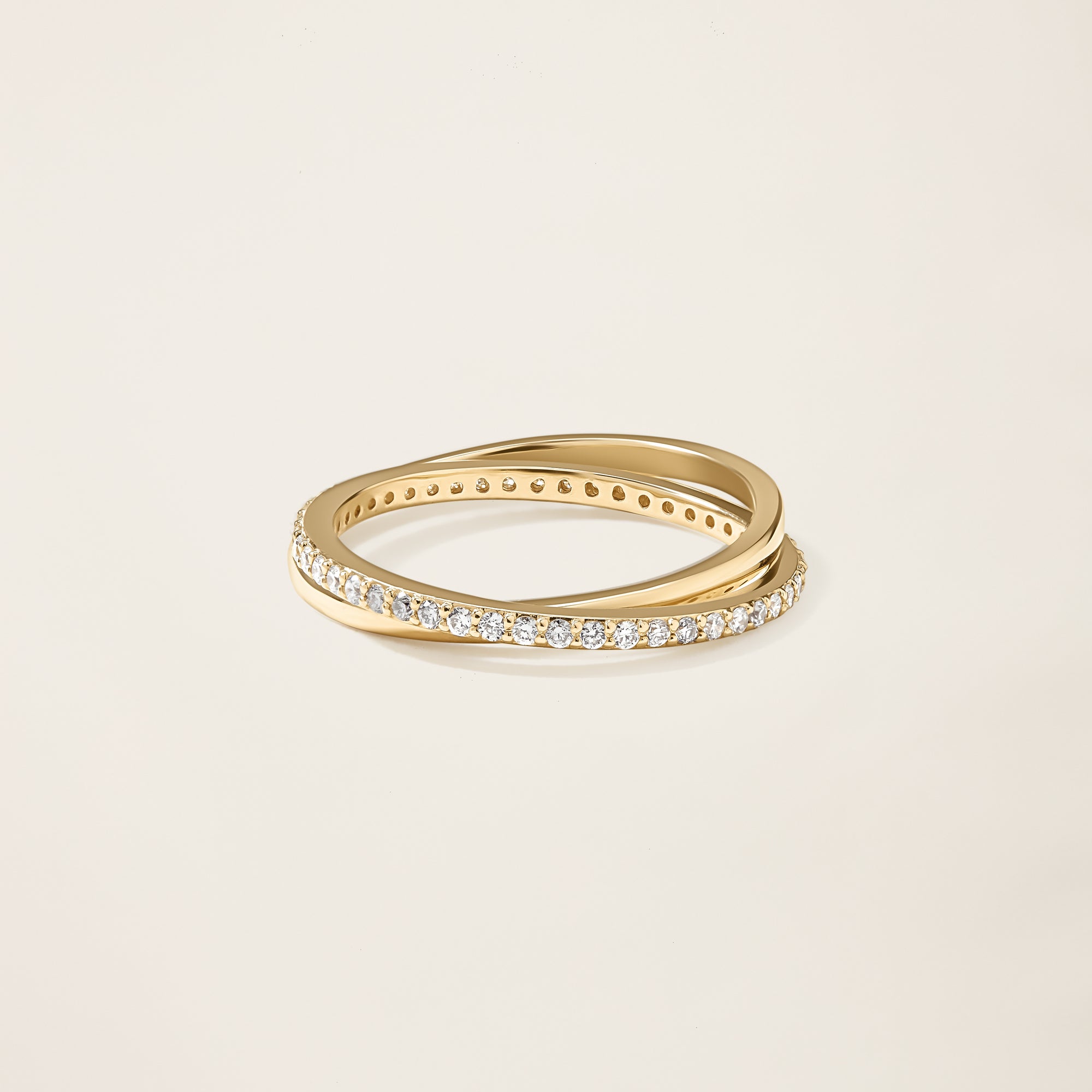 Womens | 14K Solid Yellow Gold | Interlocking Ring | 0.338 CTW Diamonds