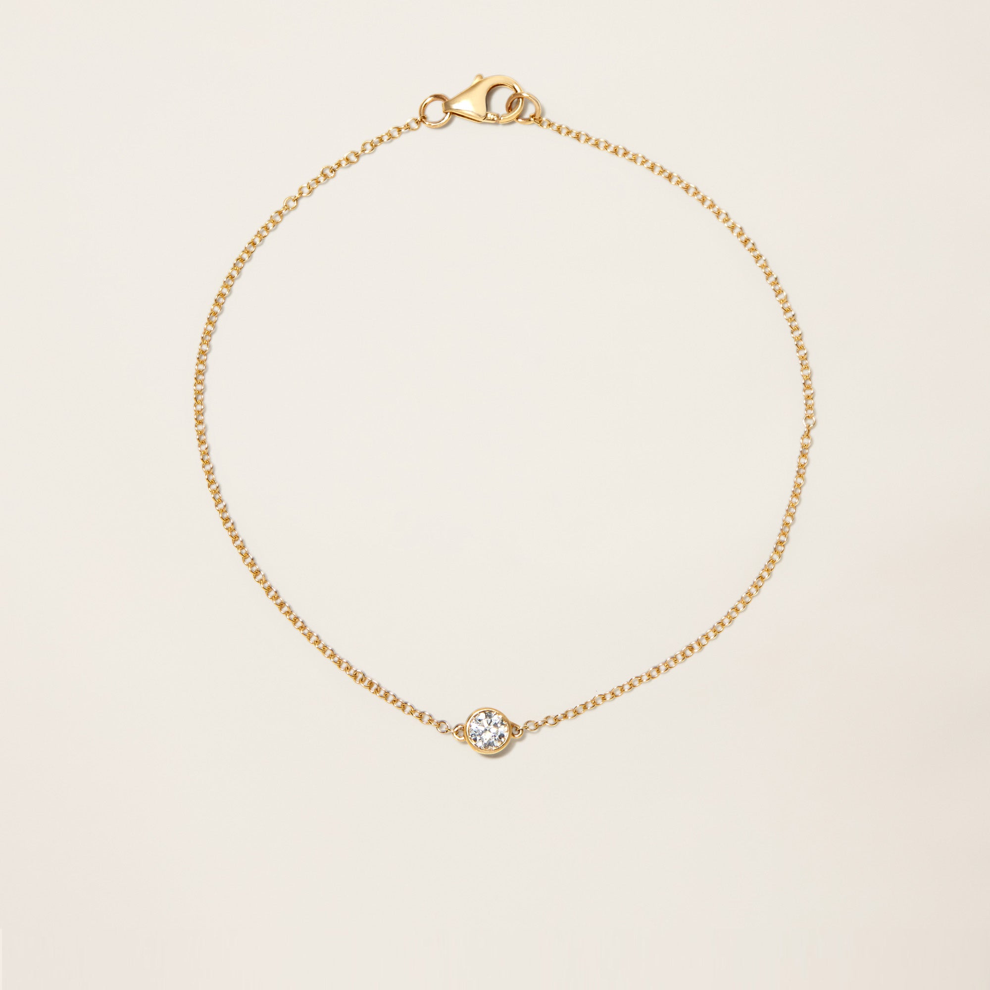 Womens | 14K Solid Yellow Gold | Solitaire Bezel Bracelet | 0.15 CTW Diamonds