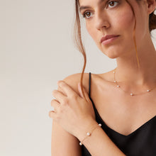 Womens | 14K Solid Yellow Gold | Cultured Pearl Station Bracelet | Freshwater Pearls