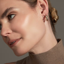 Womens | 14K Solid Yellow Gold | Croissant Hoop Earrings | 0.20 CTW Diamonds