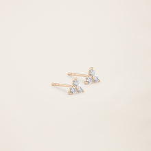 Womens | 14K Solid Yellow Gold | Triplet Studs | 0.24 CTW Diamonds