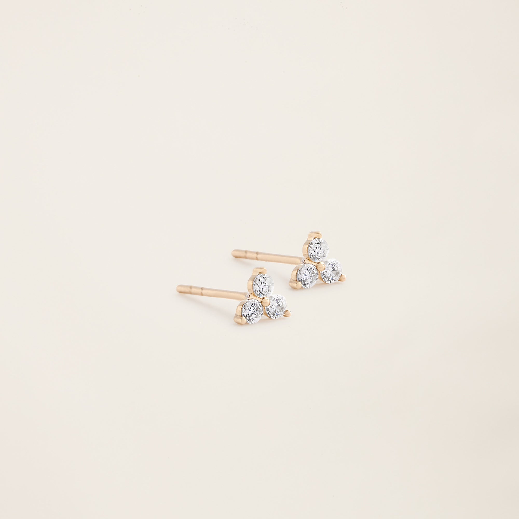 Womens | 14K Solid Yellow Gold | Triplet Studs | 0.24 CTW Diamonds