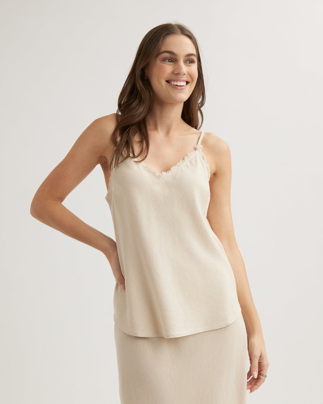 Frayed Cami | Linen Sand