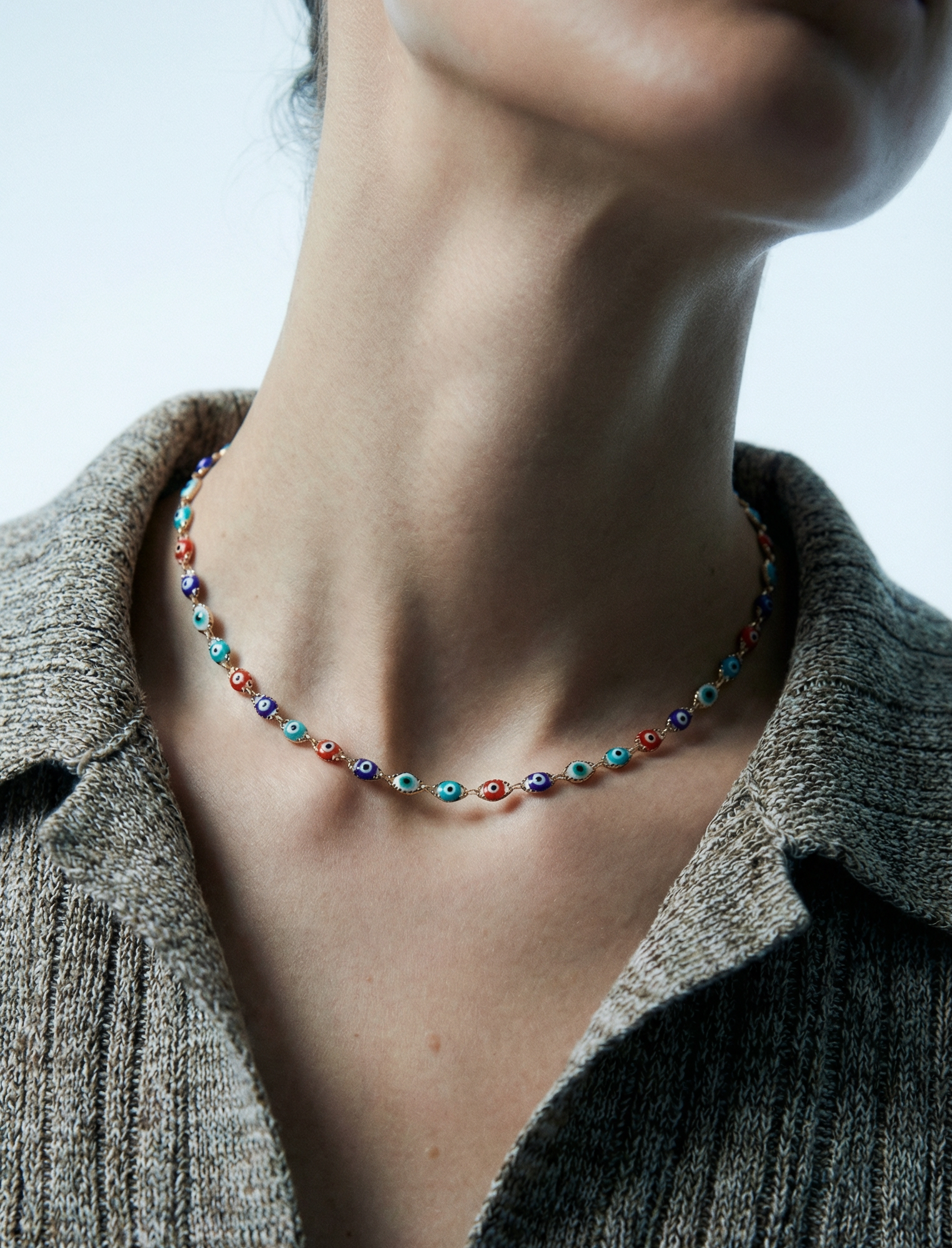 The Full Color Evil Eye Link Necklace | 18Kt Gold Filled