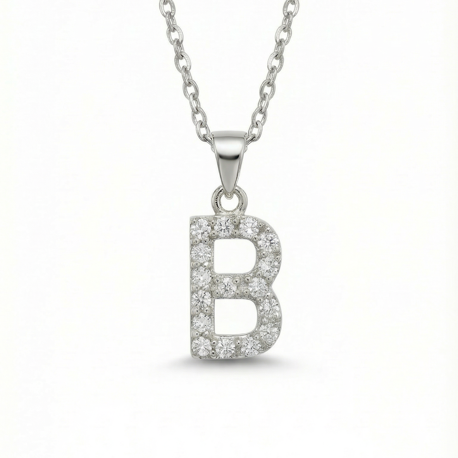 The Pave Single Block Initial Necklace | Sterling Silver