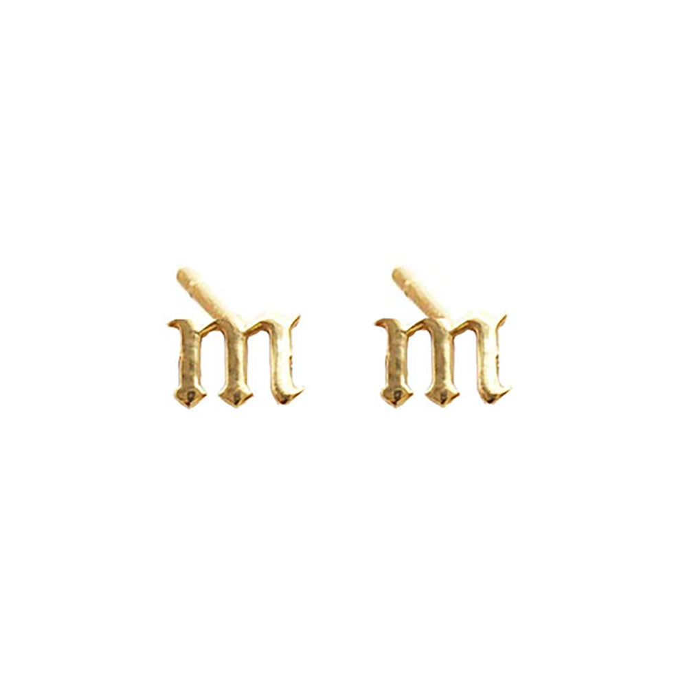 The Gothic Initial Earrings (Lowercase) | Gold Vermeil