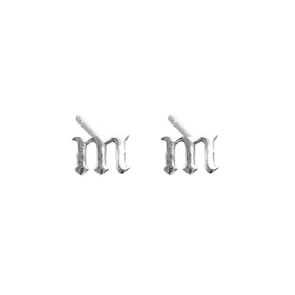 The Gothic Initial Earrings (Lowercase) | Sterling Silver | Pair