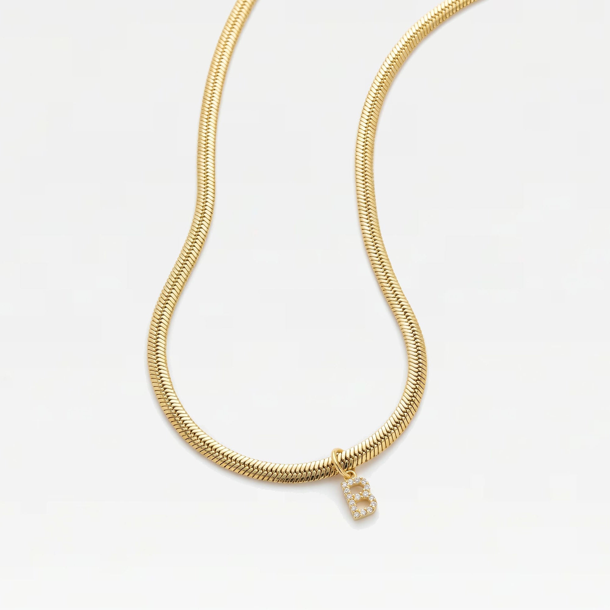 The Herringbone Initial Necklace | Stainless Steel, 18Kt Gold Plated