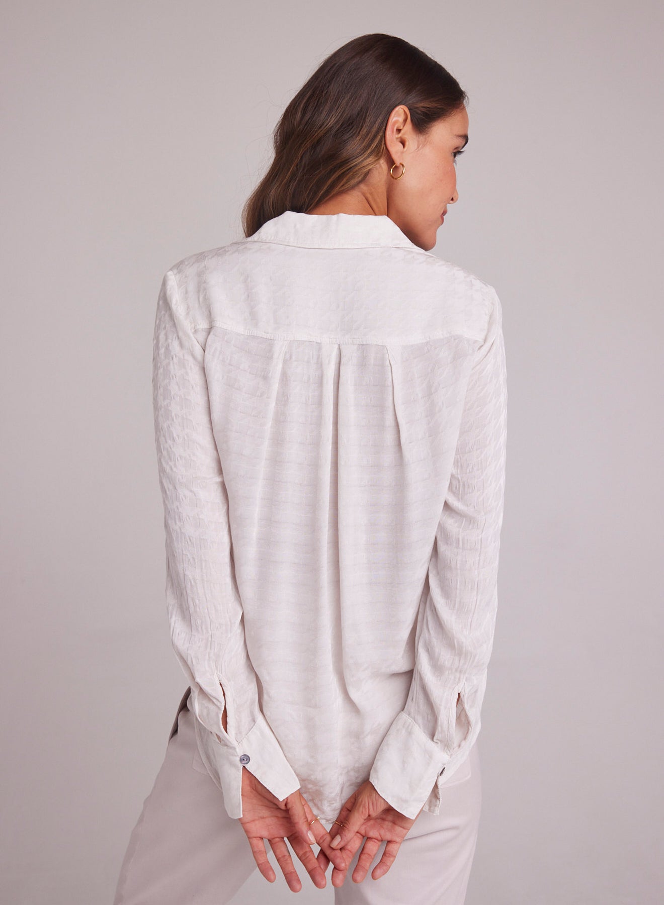 Pleated Button Down Shirt |Soft Alabaster