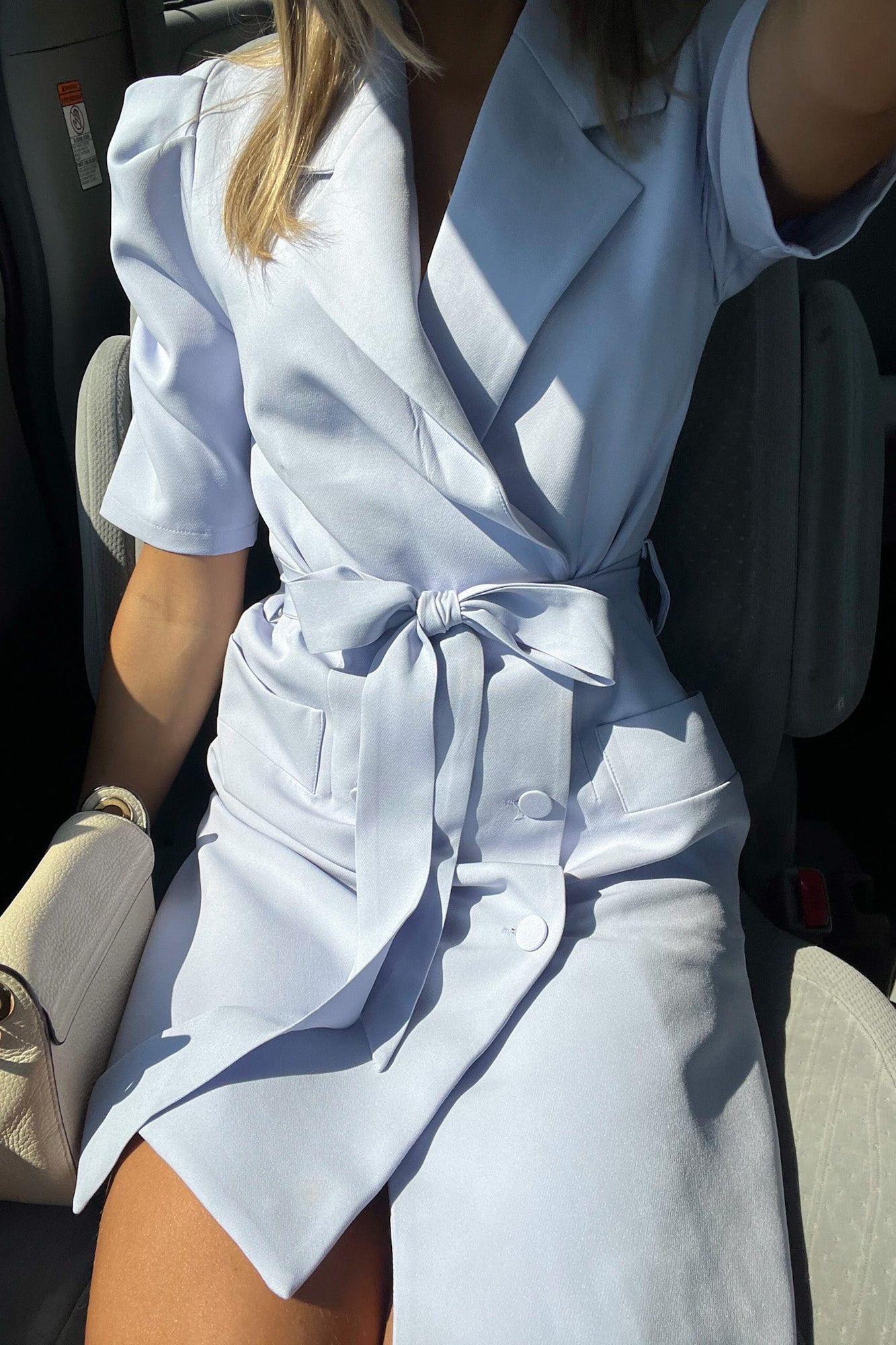 Randy Puff-Sleeve Blazer Dress | Periwinkle