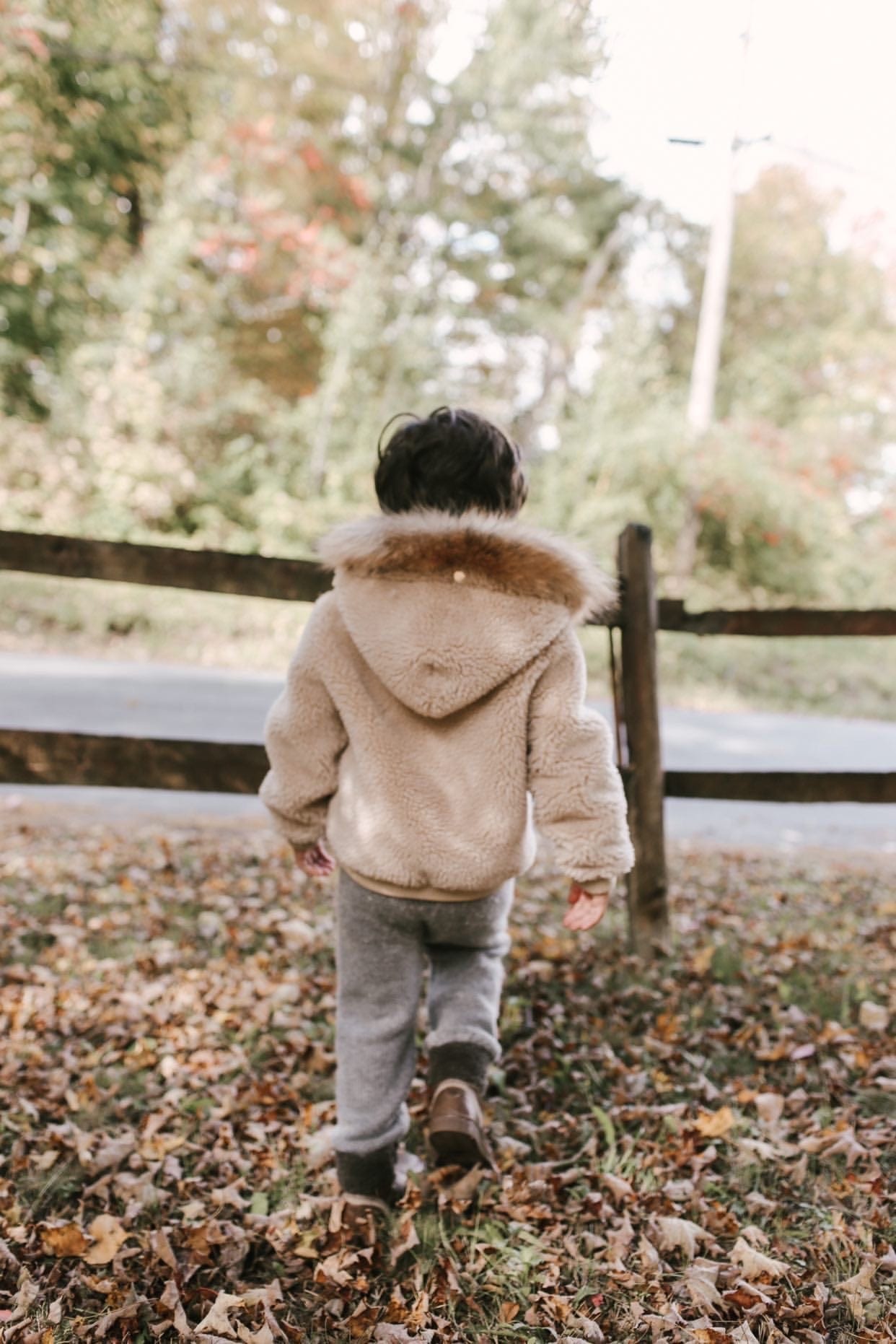 Shearling Camel Bomber Coat Faux Fur - Petite Maison Kids