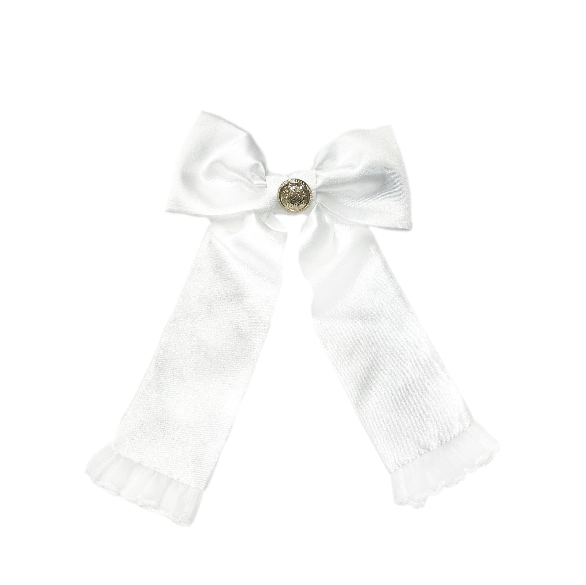 White Satin Tuxedo Hair Bow | White