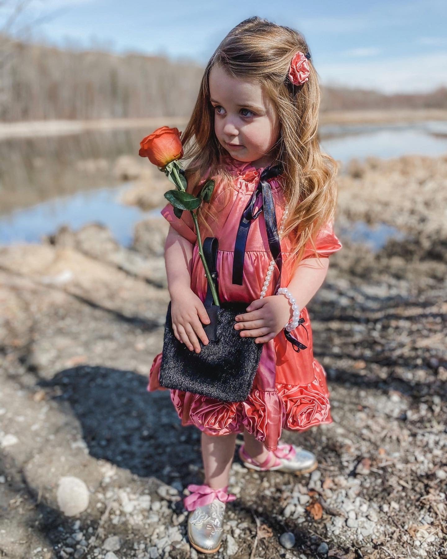 Satin Rose Dress - Petite Maison Kids